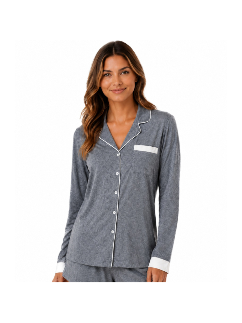 Women's Haven Well Within Dream Soft Button-Up Pajama Top – Gray – Size M – NWT